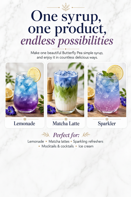 Butterfly Pea syrup inspiration graphic without QR code